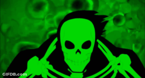 Green Skeleton With Skull GIF