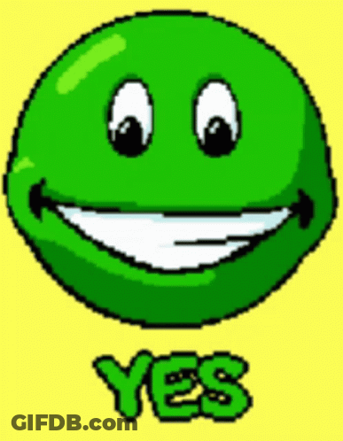 Green Smiley Face With Yes GIF
