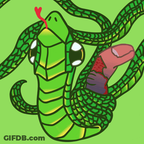 Green Snake With Red Tongue Biting Finger GIF