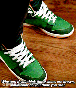 Green Sneakers Winston Saying What Color GIF