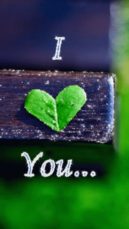 Green Sparkly Heart I Love You GIF