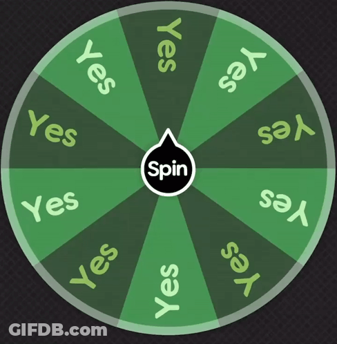 Green Spinning Wheel Yes GIF
