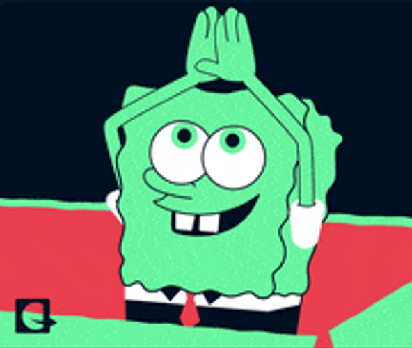 Green Spongebob Rainbow Making Imagination Meme GIF