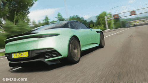 Green Sports Car Driving With License Plate AE8C465 GIF
