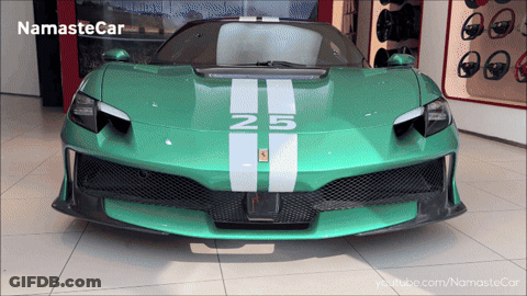Green Sports Car With White Stripe Saying N2 GIF