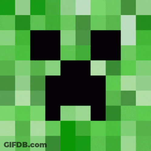 Green Square Creeper Face Black Border GIF