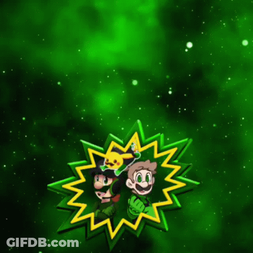 Green Star With Cartoon Characters GIF
