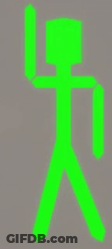 Green Stick Figure With Sword GIF