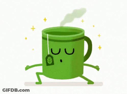 Green Tea Cup With Hanging Tea Bag GIF