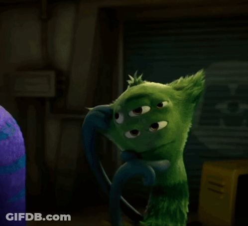 Green Three-Eyed Monster Giving High Five GIF