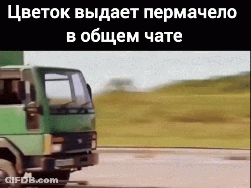 Green Truck Driving With Цветок Выдает Пермачело В Общем Чате GIF