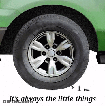 Green Truck Tire Saying It's Always The Little Things GIF
