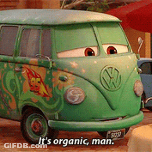 Green Van Saying It's Organic Man GIF