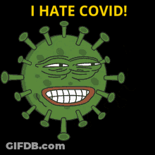Green Virus Cartoon Saying I Hate Covid GIF