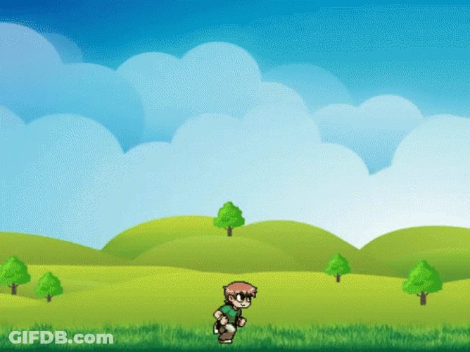 Green Wall Running Kid Pixel GIF