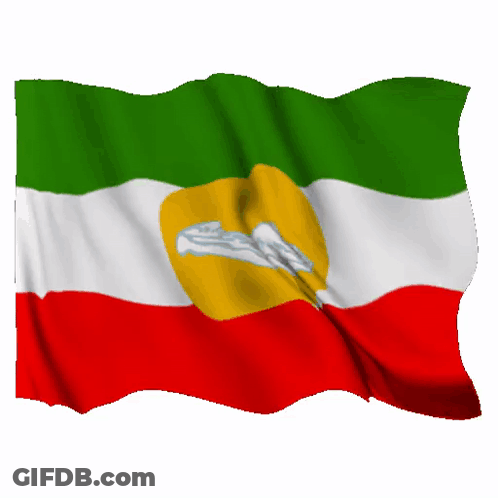 Green, White, Red Flag With Yellow Circle GIF