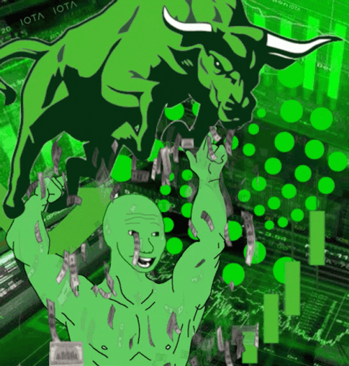 Green Wojak Bull Raining Money GIF