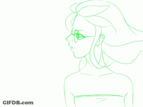 Green Woman With Long Hair GIF