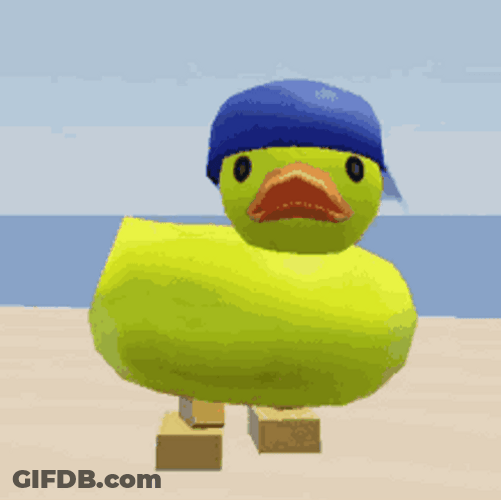 Green Wooden Duck Dance With A Cap GIF