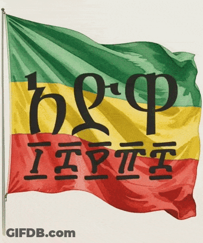 Green Yellow Red Flag With Ethiopia Text GIF