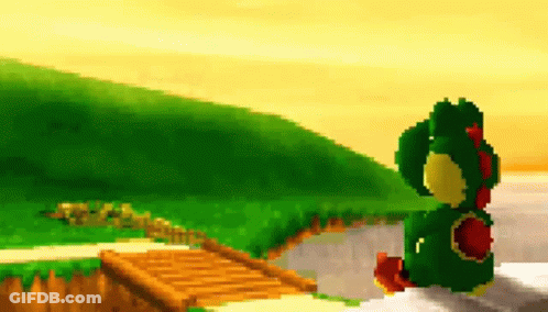 Green Yoshi Sitting On Roadside GIF