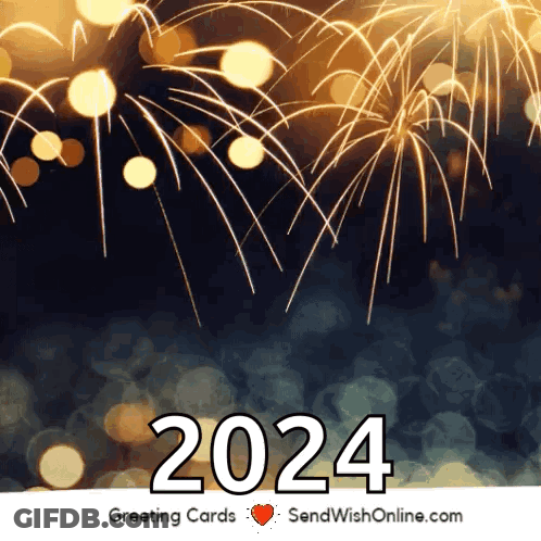Greeting Card 2024 With Fireworks GIF