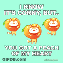 Greeting Card I Know It's Corny Peach Of My Heart GIF