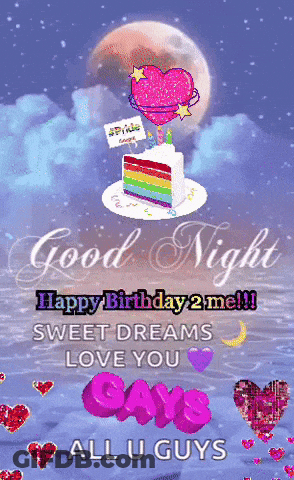 Greeting Card Saying Good Night And Happy Birthday GIF