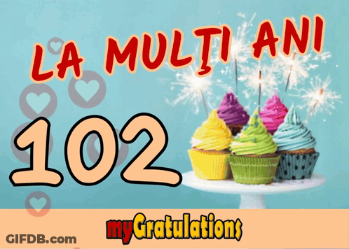 Greeting Card With Cupcakes And Sparklers Saying La Multi Ani 102 GIF