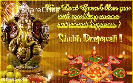Greeting Card With Ganesha Saying May Lord Ganesh Bless You GIF