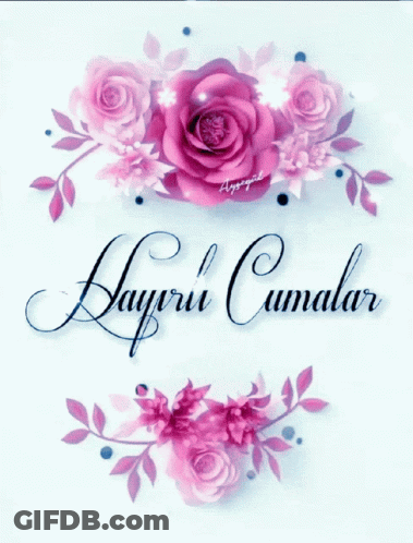 Greeting Card With Pink Flowers Hayırlı Cumalar GIF