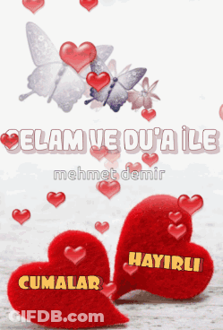 Greeting Card With Red Hearts Selam Ve Dua Ile GIF