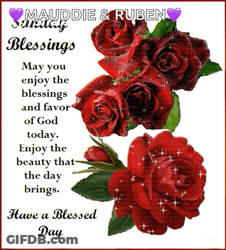 Greeting Card With Red Roses And Mauddie Ruben GIF