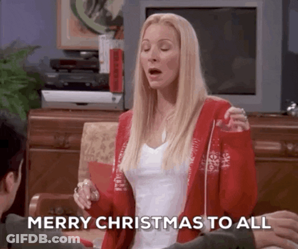 Greeting From Phoebe Buffay Merry Christmas Friend GIF