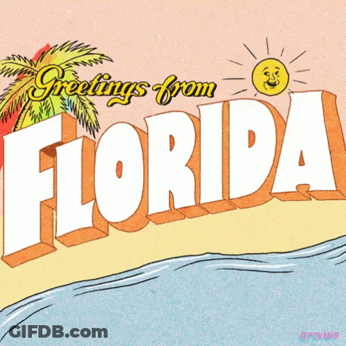 Greetings From Florida Poster With Rainbow And Sun GIF