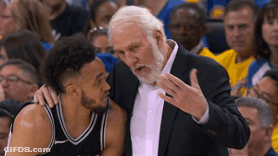 Gregg Popovoich Coaching Derrick White GIF