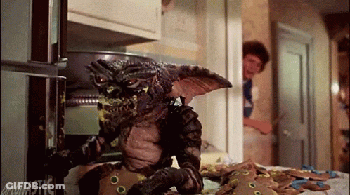 Gremlin Eating Gingerbread Cookies GIF