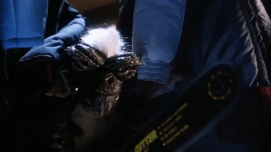 Gremlin Stripe Holding Chainsaw GIF