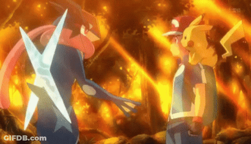 Greninja Shaking Ash Hands GIF