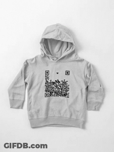 Grey Hoodie With Black QR Code GIF