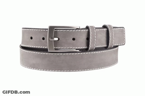 Grey Leather Belt With White Stitching GIF