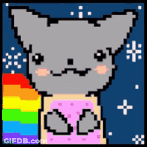 Grey Nyan Cat Licking GIF