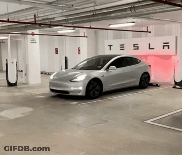 Grey Tesla Model 3 Power On GIF