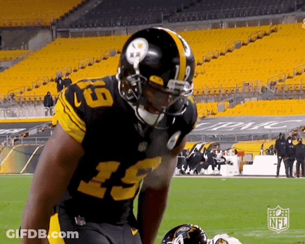 Griddy Dance JuJu Smith Schuster Tossing Ball GIF