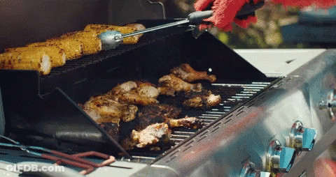 Grill With Chicken And Corn On The Cob GIF