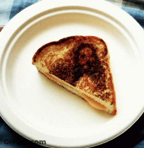 Grilled Cheese Sandwich Slice On Paper Plate GIF