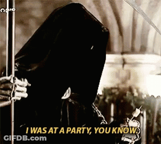 Grim Reaper At Party Black And White GIF
