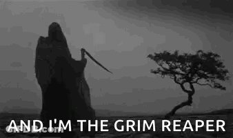 Grim Reaper Beside Tree In Field GIF