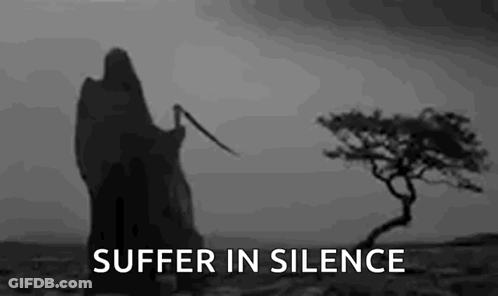 Grim Reaper Holding Scythe In Front Of Tree GIF