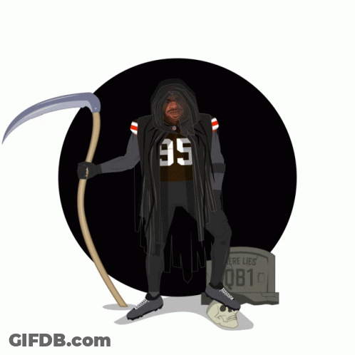 Grim Reaper Holding Scythe In Number 95 Jersey GIF